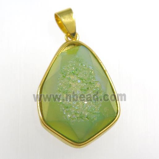 green Druzy Agate teardrop pendant