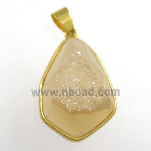 gold champagne Druzy Agate teardrop pendant