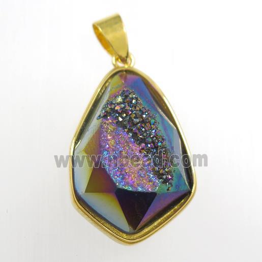 rainbow Druzy Agate teardrop pendant