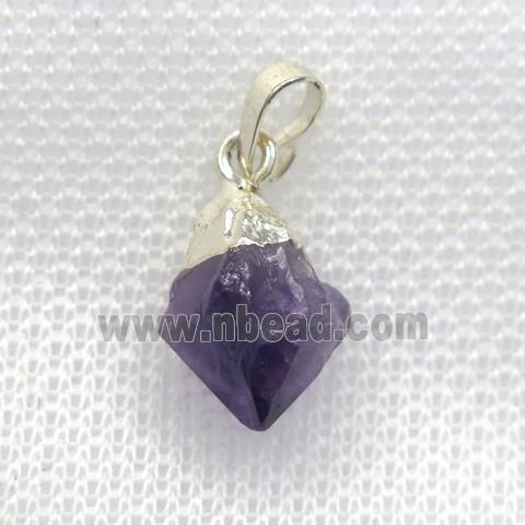 amethyst pendants, teardrop, silver plated