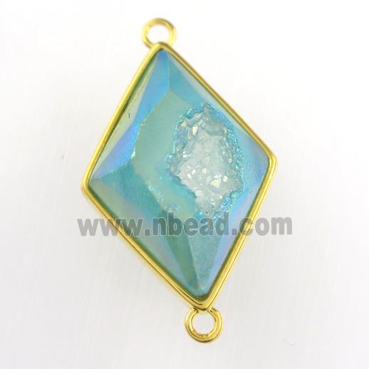 peacock blue Druzy Agate rhombus connector