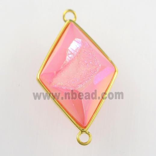 pink Druzy Agate rhombus connector