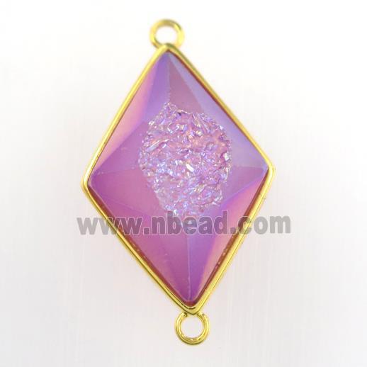 purple Druzy Agate rhombus connector