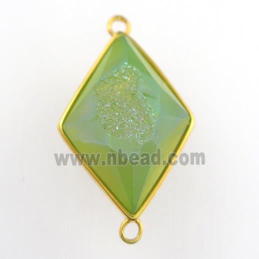 green Druzy Agate rhombus connector