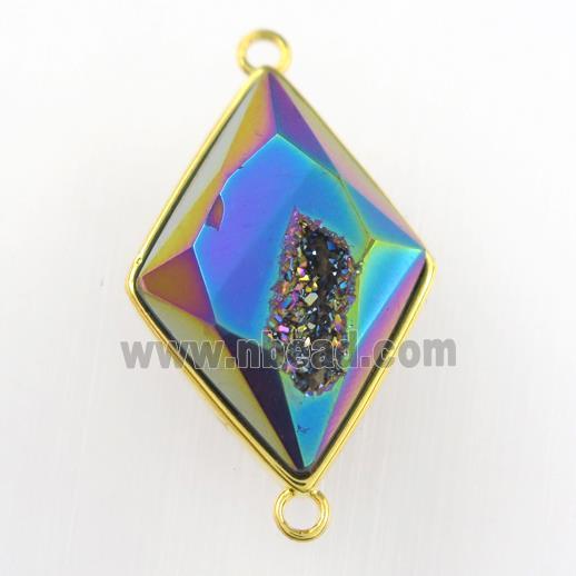 rainbow Druzy Agate rhombus connector