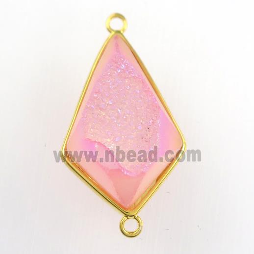 pink Druzy Agate teardrop connector