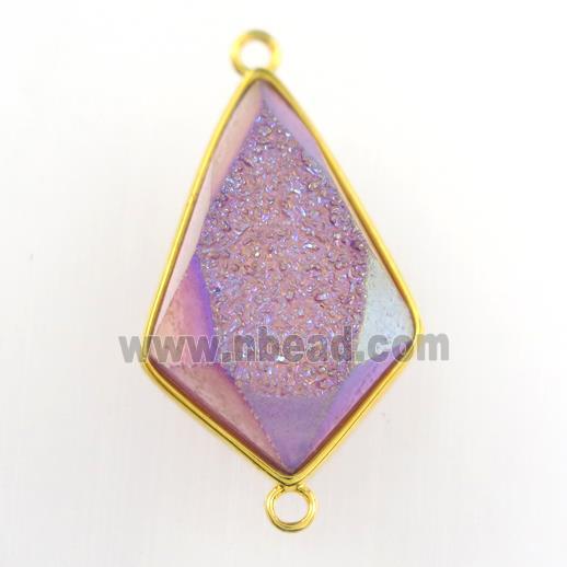 purple Druzy Agate teardrop connector