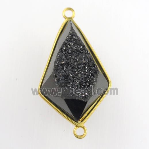 black Druzy Agate teardrop connector