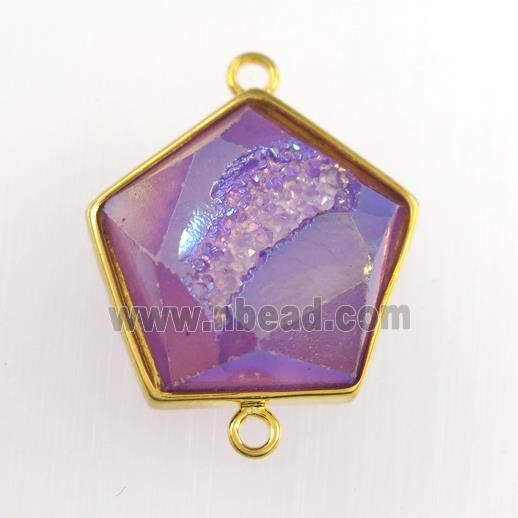 purple Druzy Agate polygon connector