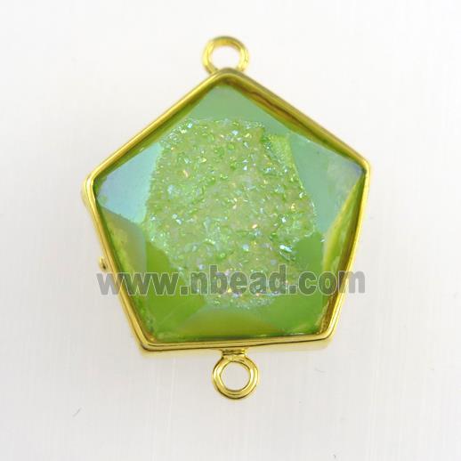 green Druzy Agate polygon connector