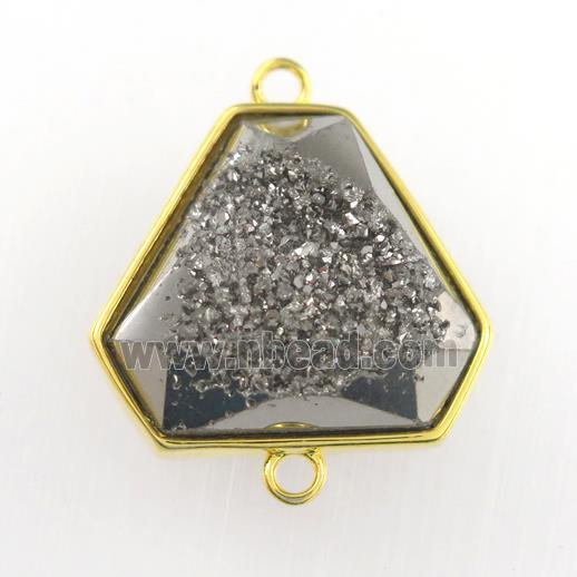 silver Druzy Agate triangle connector