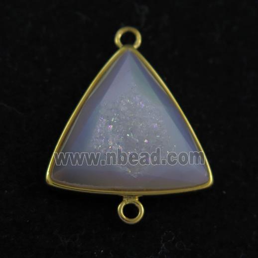 white AB-color Druzy Agate triangle connector