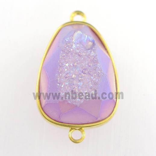 purple Druzy Agate teardrop connector