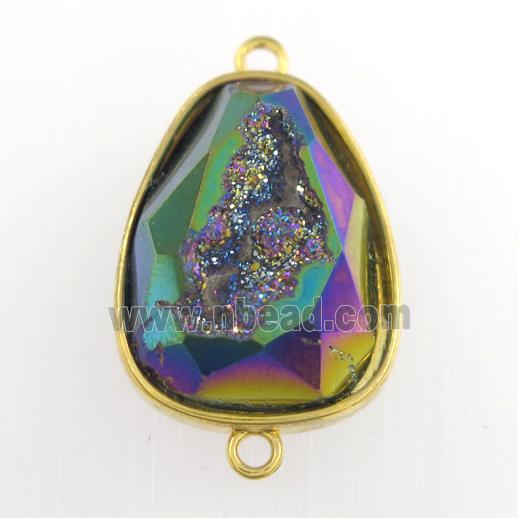 rainbow Druzy Agate teardrop connector