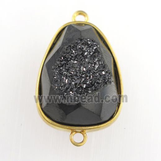 black Druzy Agate teardrop connector