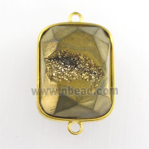 golden Druzy Agate rectangle connector