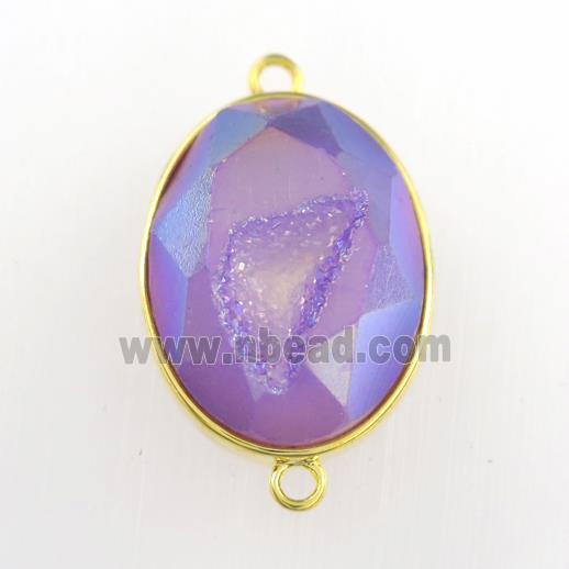 purple Druzy Agate oval connector