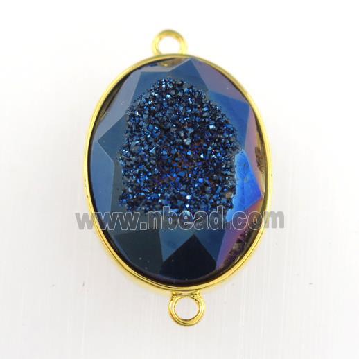 blue Druzy Agate oval connector