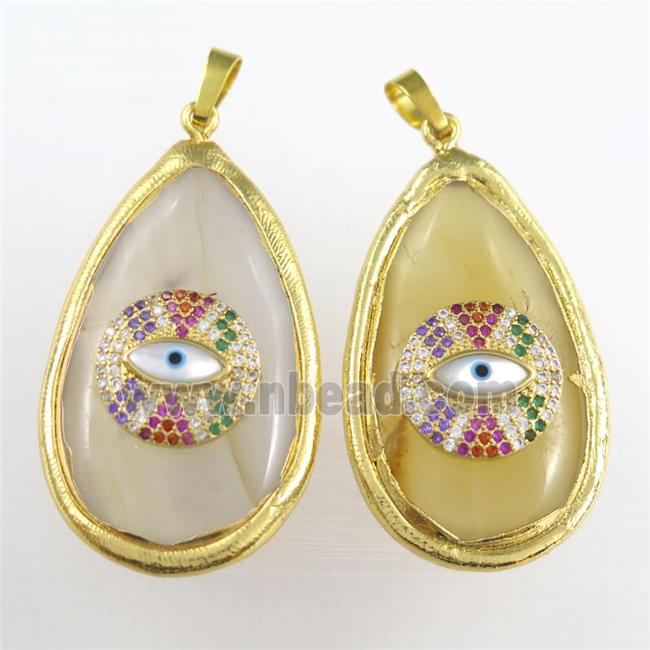 agate teardrop pendant, gold plated