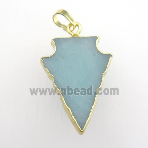 Amazonite pendant, arrowhead, gold plated