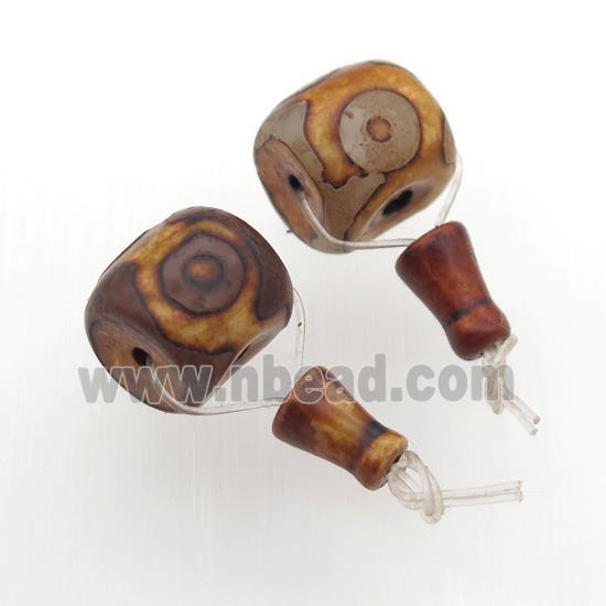 Tibetan Agate Guru Beads, 3holes, Buddhist jewelry