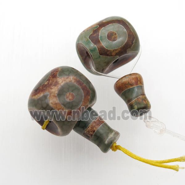 Tibetan Agate Guru Beads, 3holes