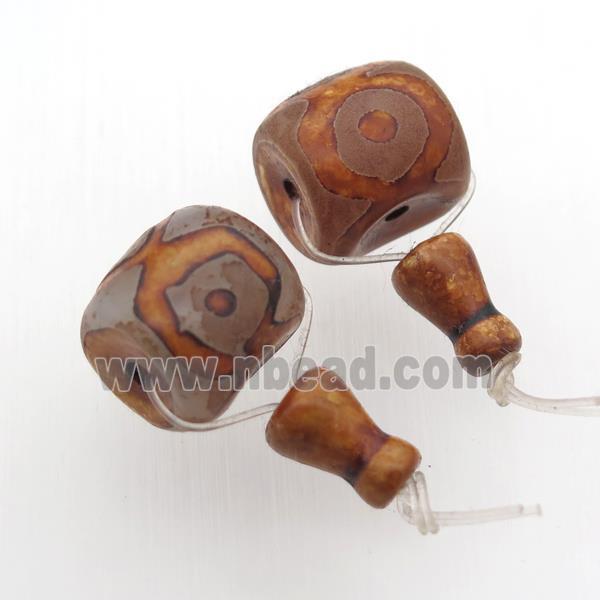 Tibetan Agate Guru Beads, 3holes