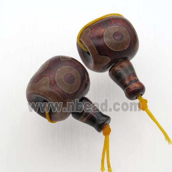 Tibetan Agate Guru Beads, 3holes