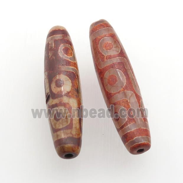 red Tibetan Dzi rice Beads, eye