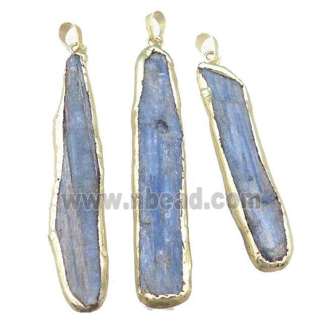 Kyanite pendant, freeform, gold plated