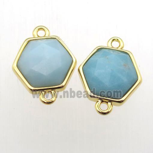 blue Amazonite hexagon connector