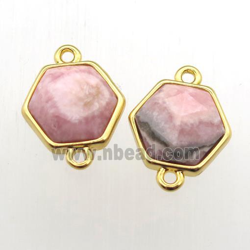 pink Rhodonite hexagon connector