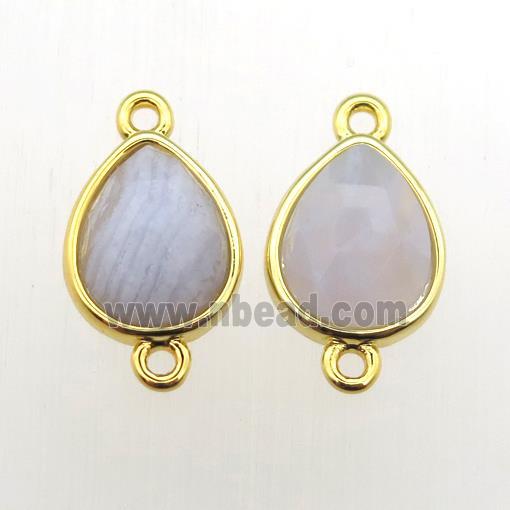 Blue Lace Agate teardrop connector