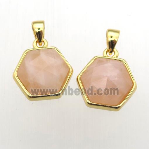 yellow MoonStone hexagon pendants