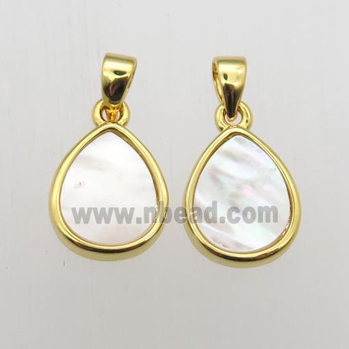 white Pearlized Shell teardrop pendants