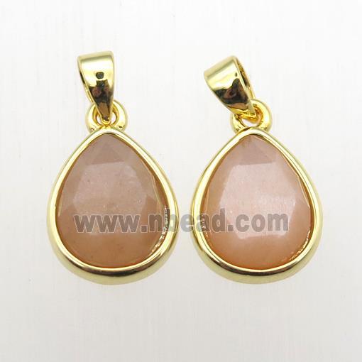 peach SunStone Shell teardrop pendants