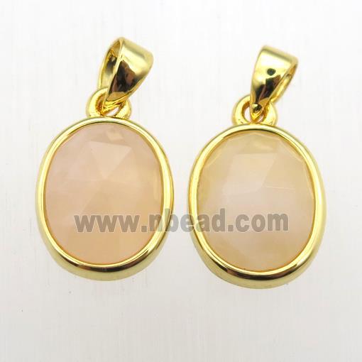 yellow MoonStone oval pendant