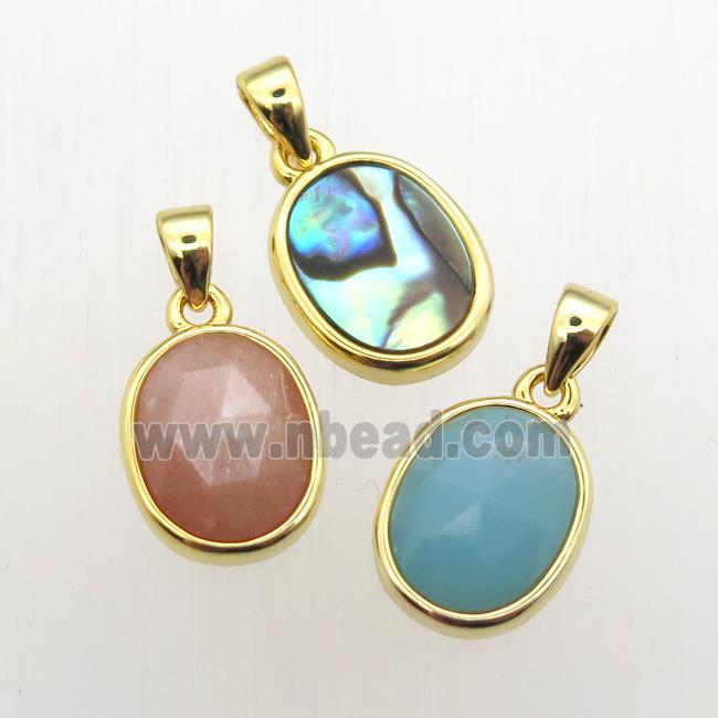 mixed Gemstone oval pendant