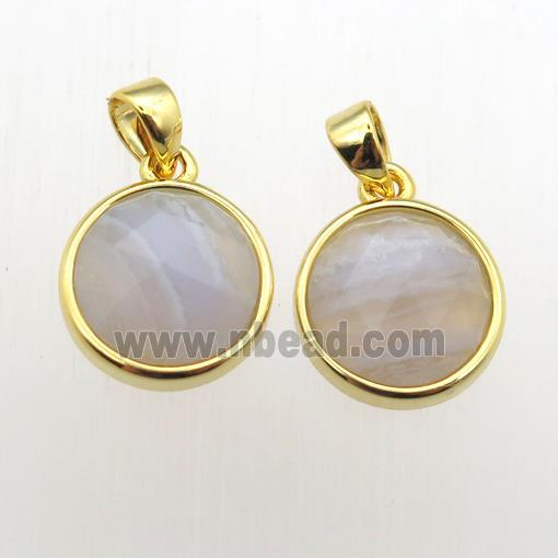 Blue Lace Agate circle pendants