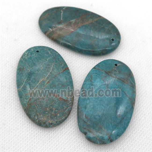 green Amazonite pendants, oval