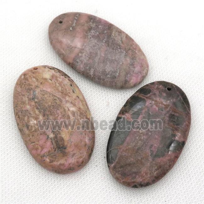 pink Rhodonite oval pendant