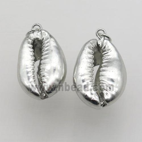 shell pendant, platinum plated