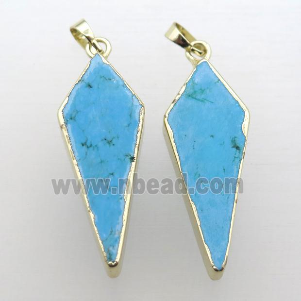 blue turquoise pendant, pendulumn, gold plated