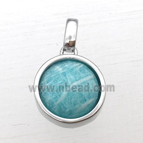 green Amazonite circle pendant