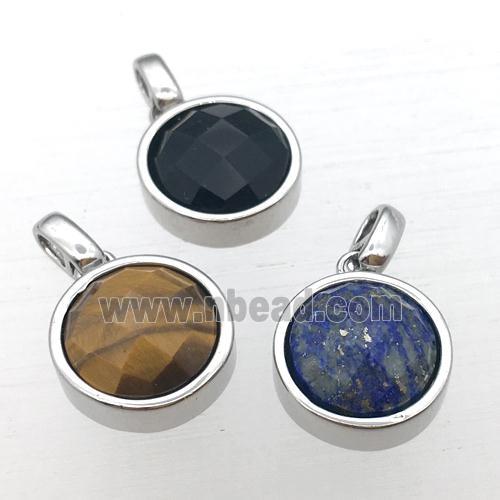 mixed gemstone circle pendant