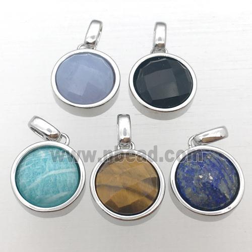 mixed gemstone circle pendant