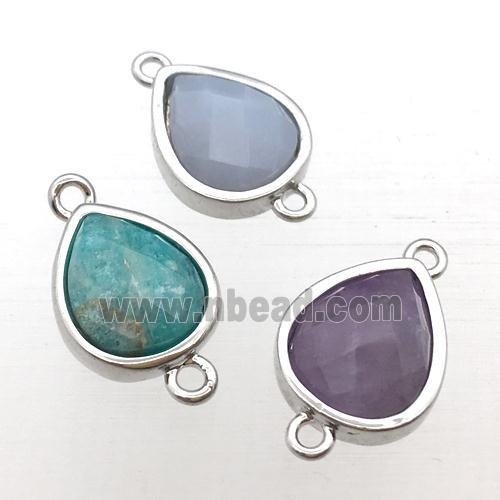 mixed Gemstone teardrop connector