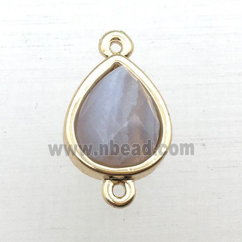 blue lace agate teardrop connector