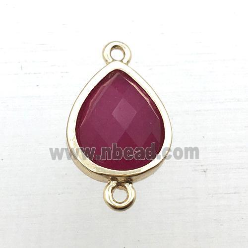 hotpink jade teardrop connector