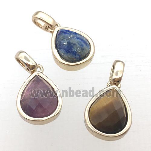 mixed gemstone teardrop pendant